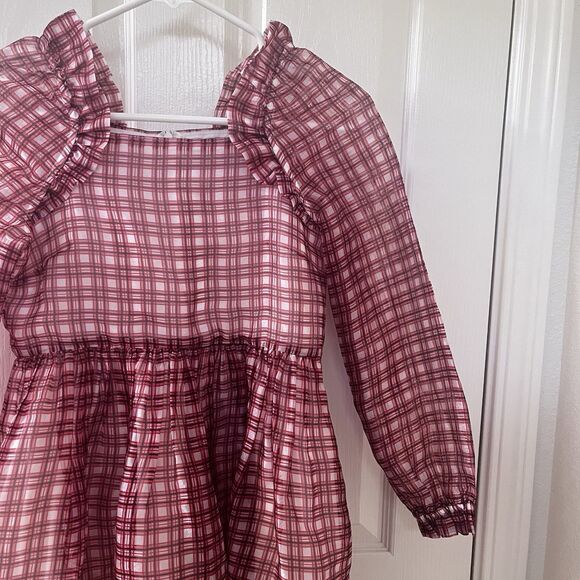 Crewcuts J.Crew Girl's Fairy-Tale Dress in Organza Plaid Ivory Vibrant Flame 12 - Picture 4 of 13